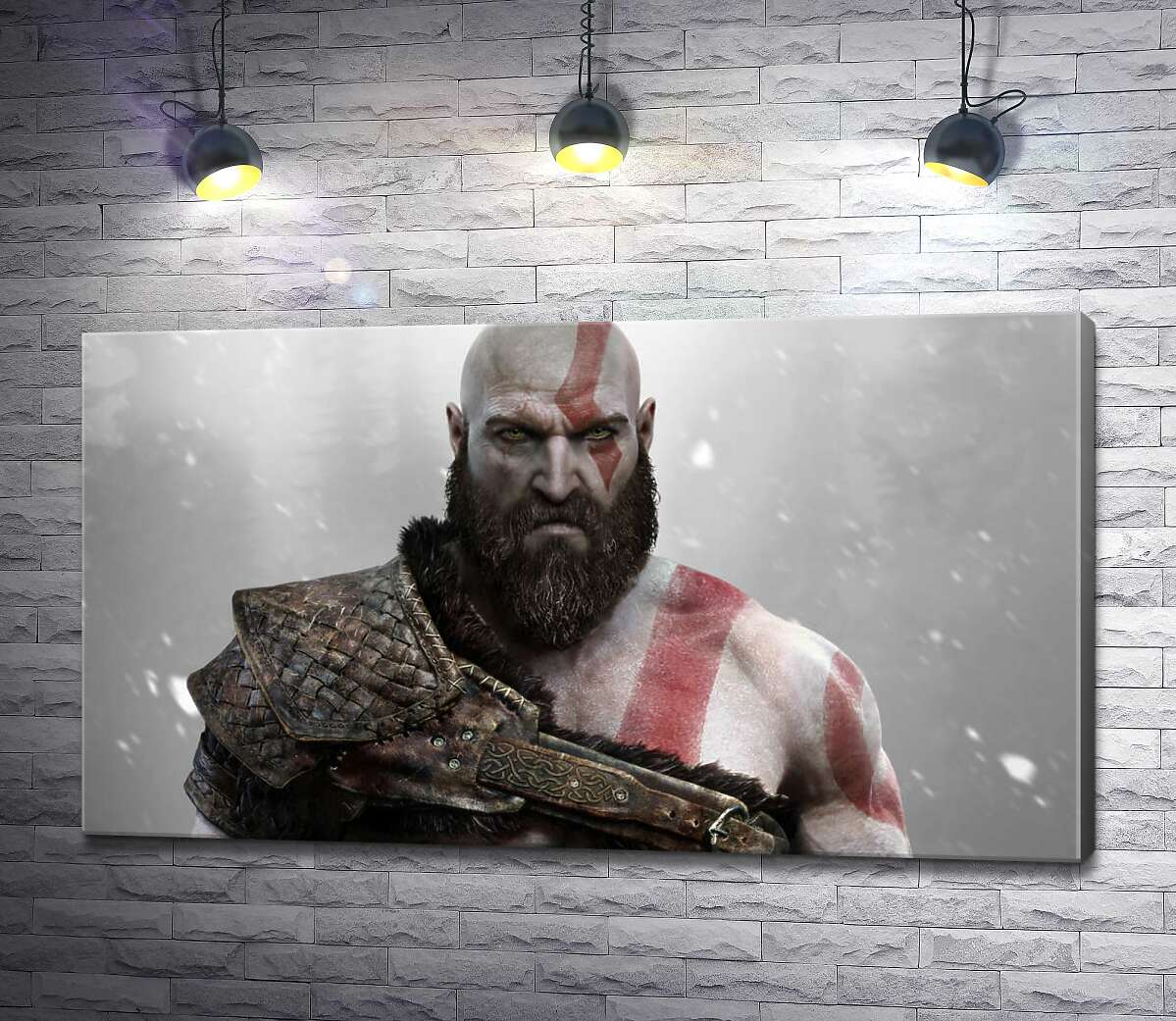 картина Угрожающая сила спартанца Кратоса (Kratos) – героя видеоигры "Бог войны" (God of War)