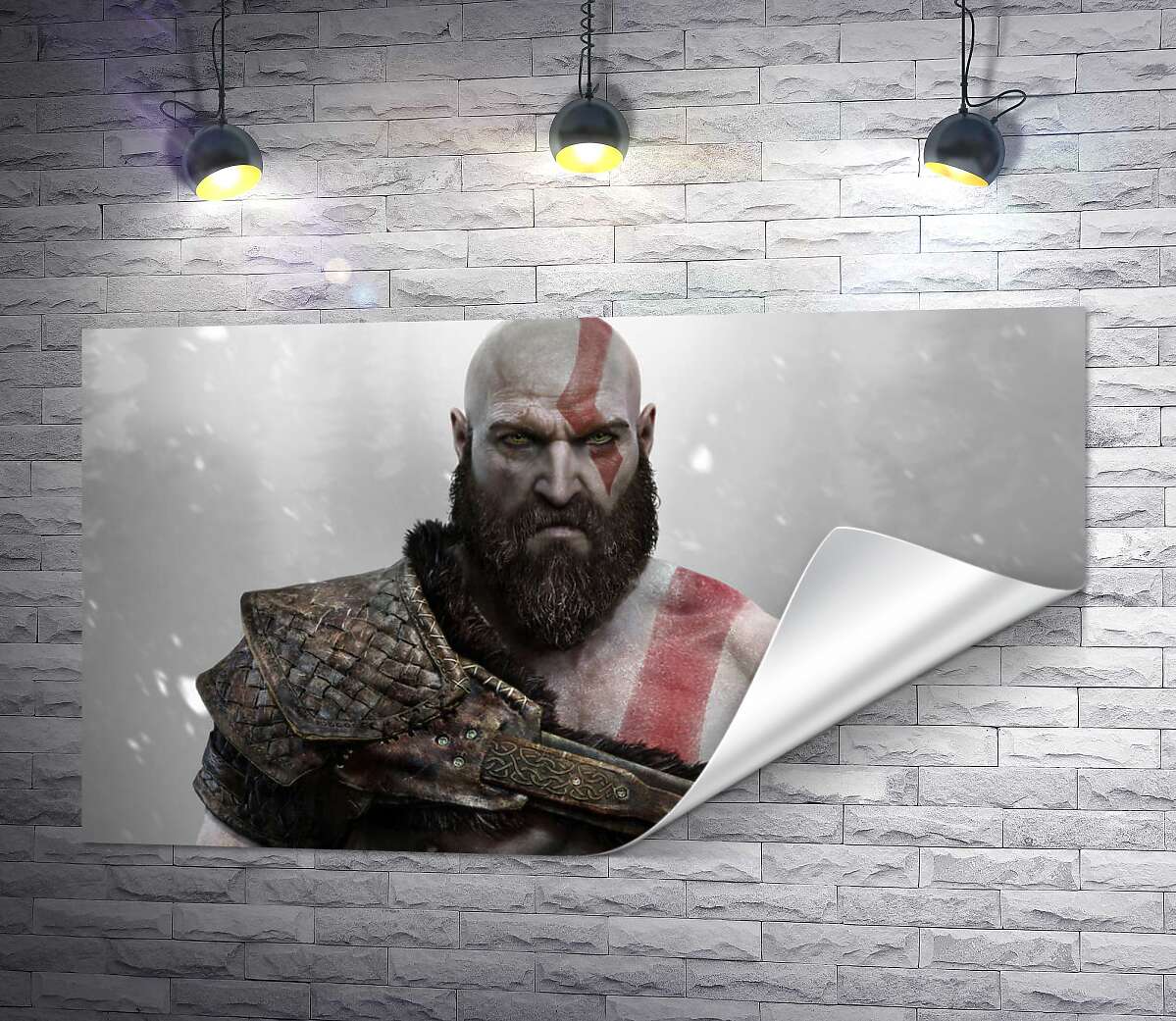 печать Угрожающая сила спартанца Кратоса (Kratos) – героя видеоигры "Бог войны" (God of War)
