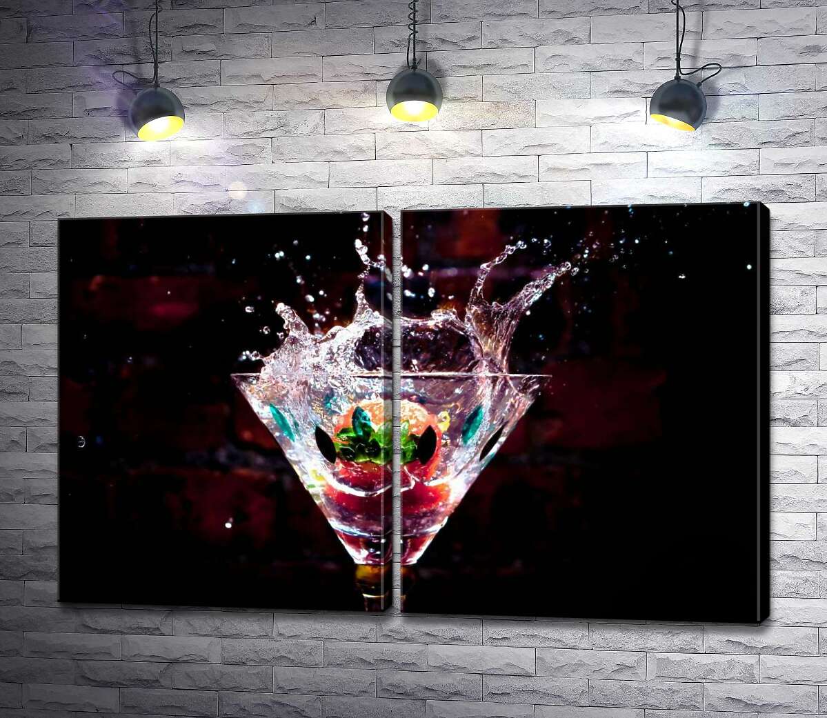 модульная картина Фейерверк цитрусовых в бокале коктейля