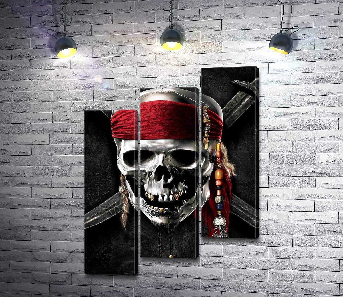 модульна картина Славнозвісний череп Джека Горобця (Jack Sparrow) на постері до фільму "Пірати Карибського моря" (Pirates of the Caribbean) (Модуль №14)