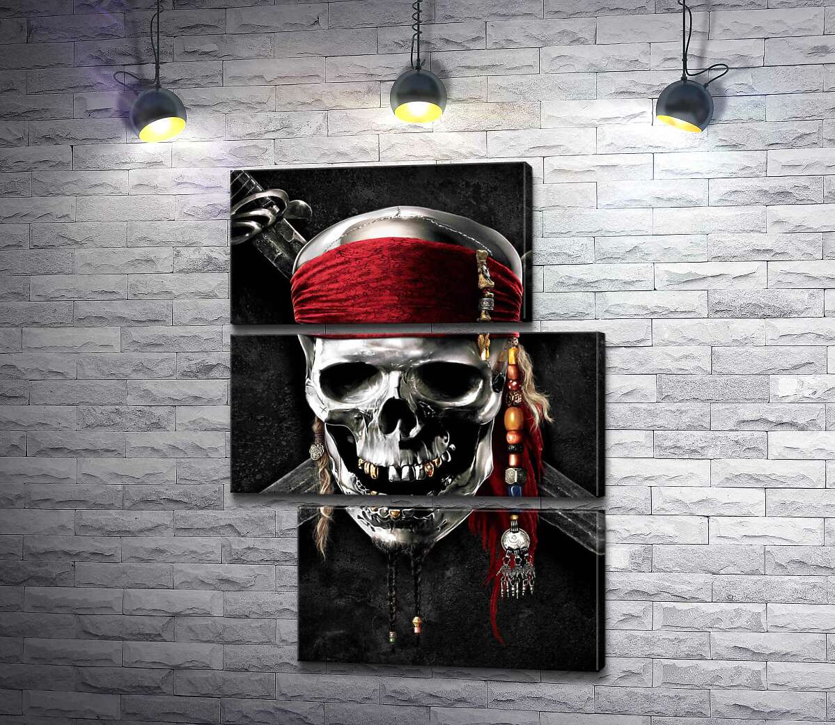 модульна картина Славнозвісний череп Джека Горобця (Jack Sparrow) на постері до фільму "Пірати Карибського моря" (Pirates of the Caribbean) (Модуль №16)