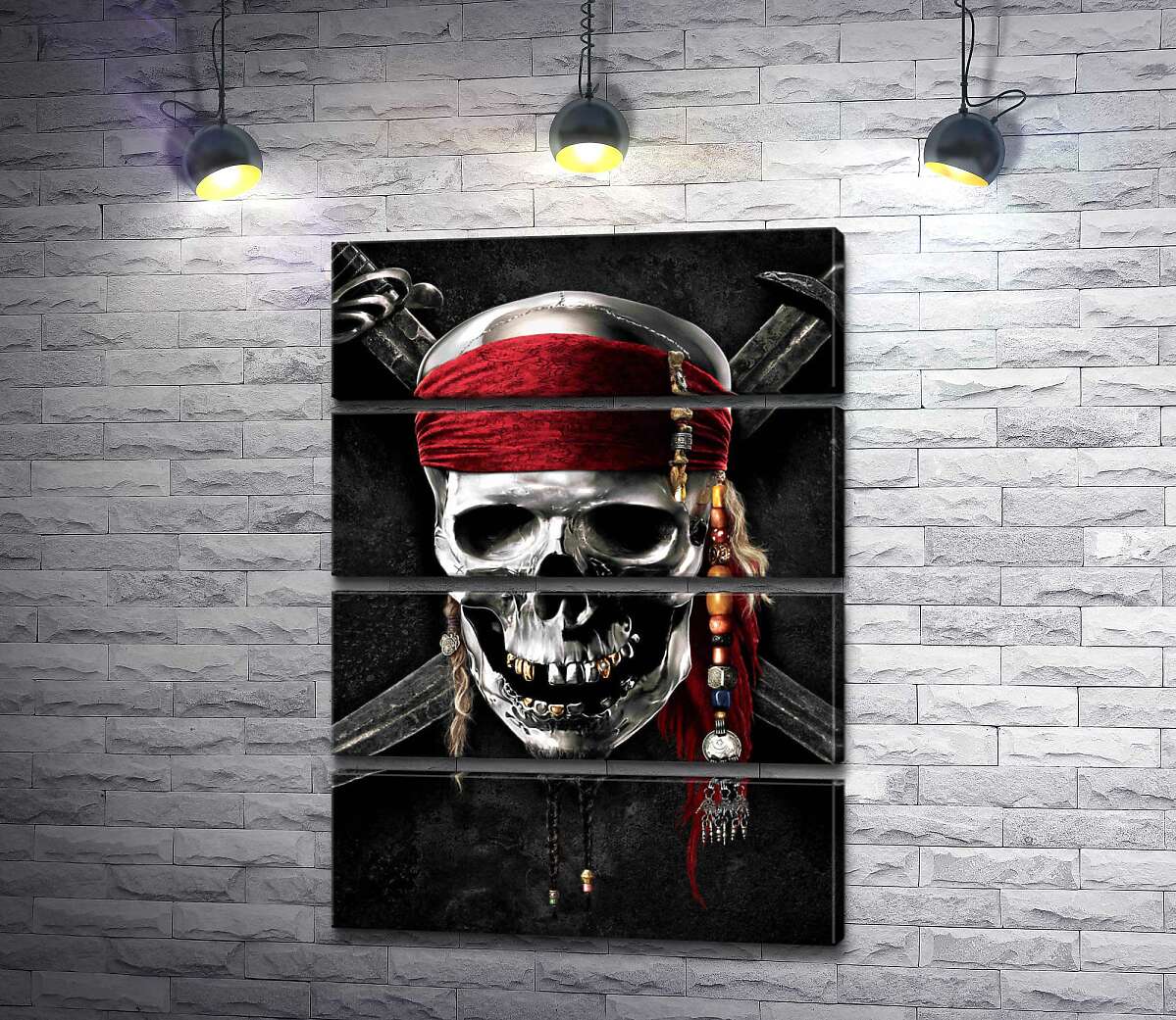 модульная картина Знаменитый череп Джека Воробья (Jack Sparrow) на фильме "Пираты Карибского моря" (Pirates of the Caribbean) (Модуль №22)