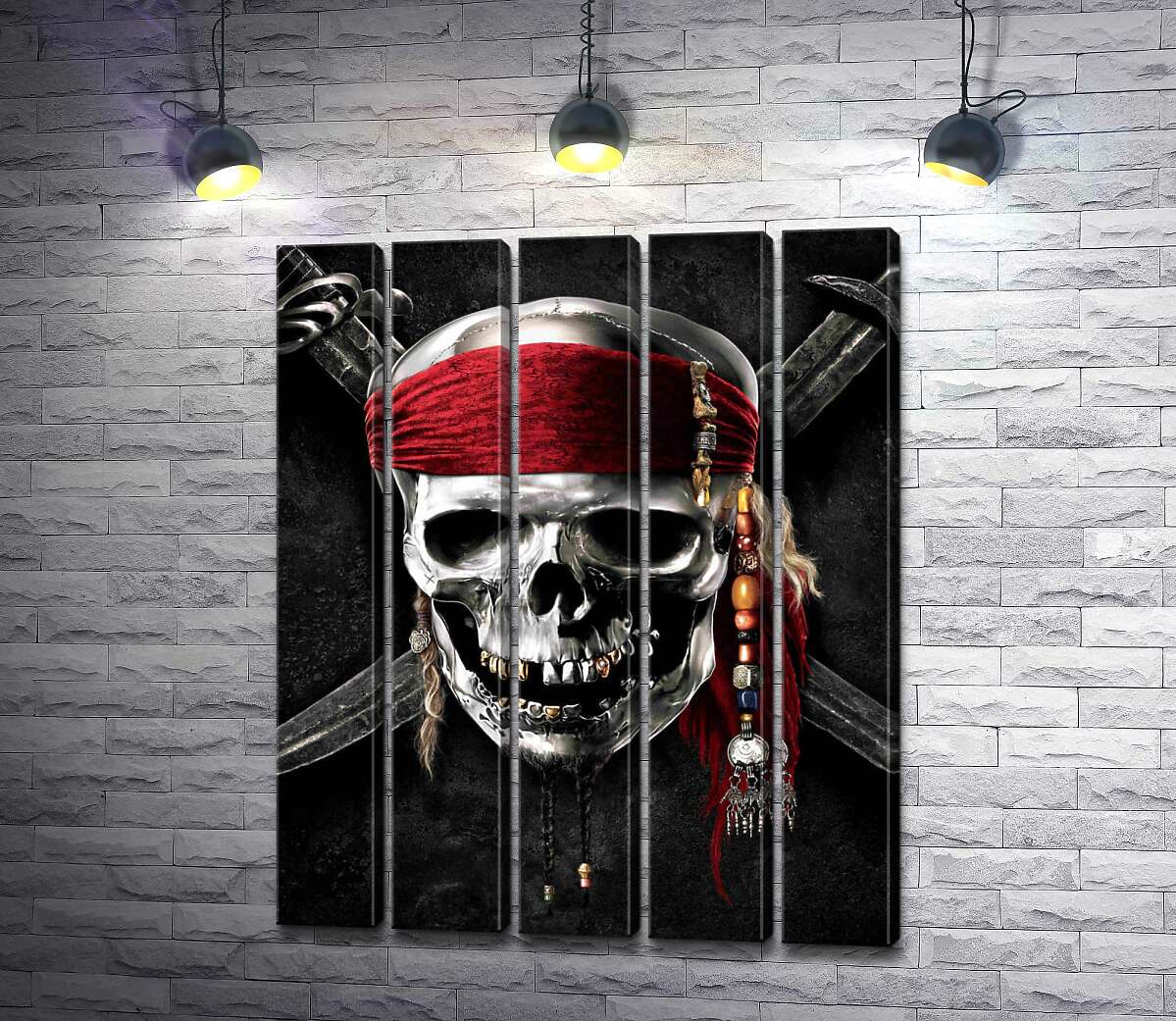 модульная картина Знаменитый череп Джека Воробья (Jack Sparrow) на фильме "Пираты Карибского моря" (Pirates of the Caribbean) (Модуль №26)