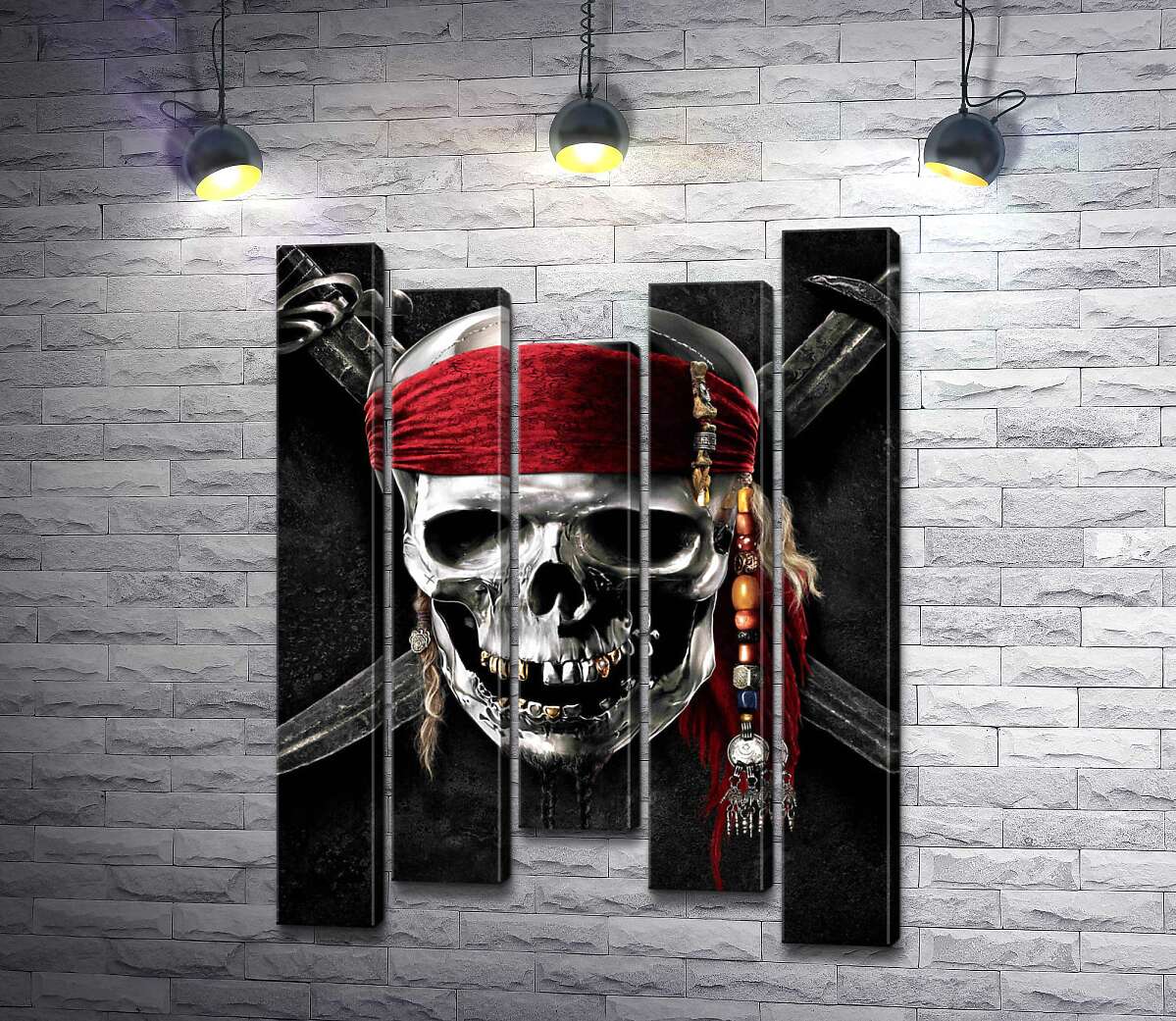 модульна картина Славнозвісний череп Джека Горобця (Jack Sparrow) на постері до фільму "Пірати Карибського моря" (Pirates of the Caribbean) (Модуль №27)