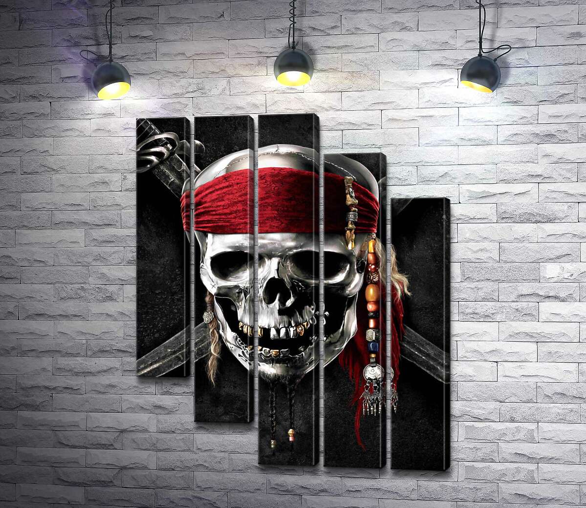 модульна картина Славнозвісний череп Джека Горобця (Jack Sparrow) на постері до фільму "Пірати Карибського моря" (Pirates of the Caribbean) (Модуль №28)