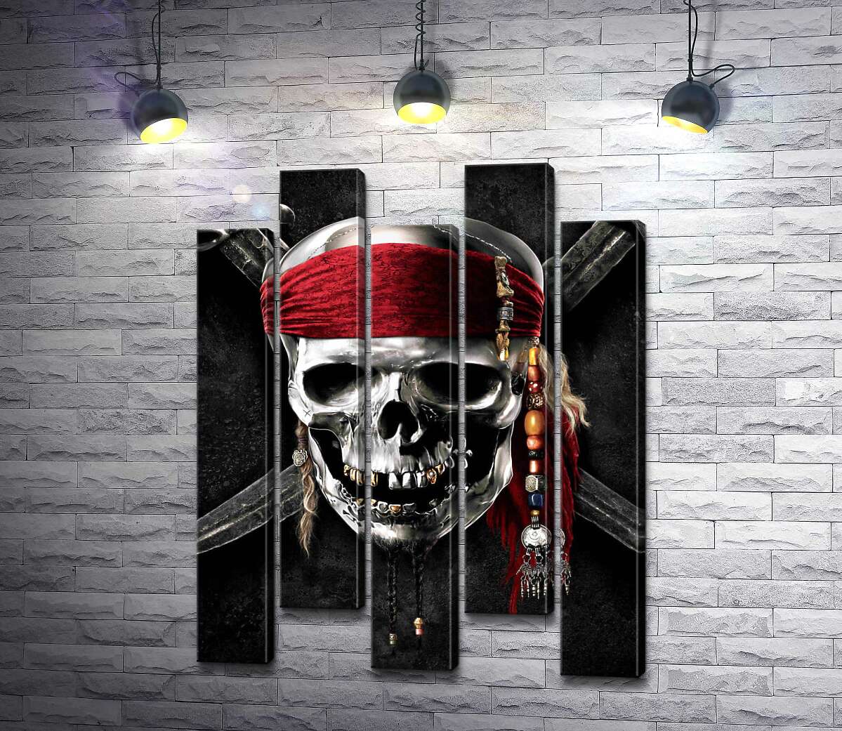 модульна картина Славнозвісний череп Джека Горобця (Jack Sparrow) на постері до фільму "Пірати Карибського моря" (Pirates of the Caribbean) (Модуль №30)