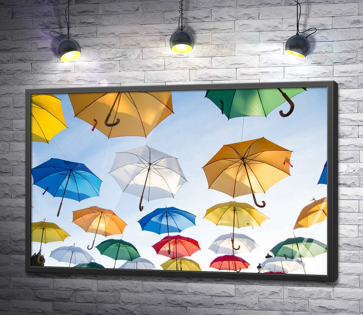 постер Аллея под сводом радужных зонтов