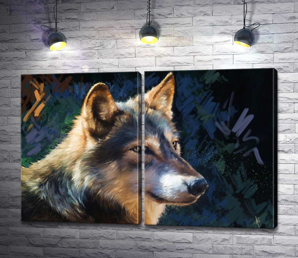 модульная картина Хищный взгляд волка
