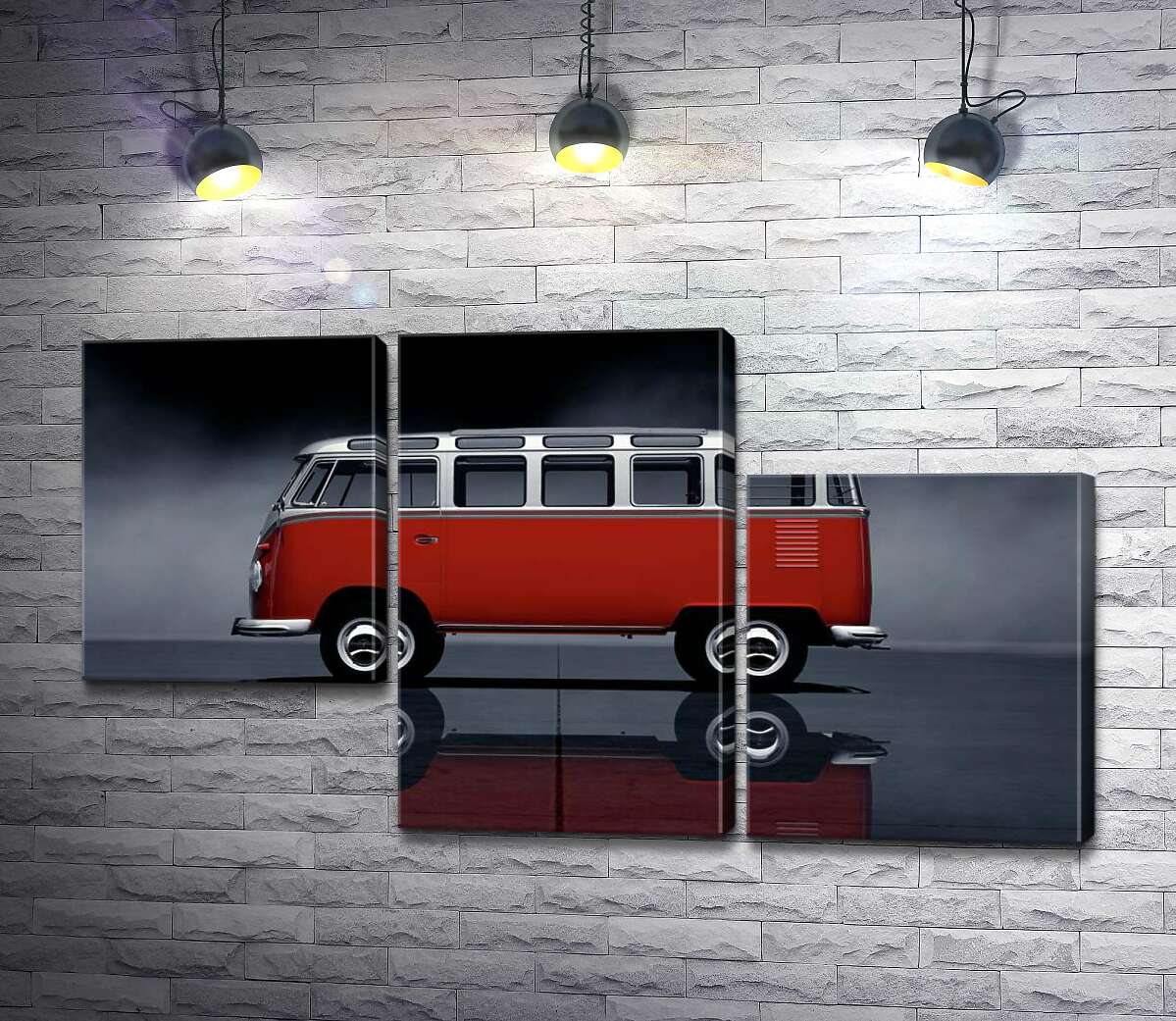 модульна картина Легендарний червоно-білий автобус Volkswagen Van Samba (Модуль №13)