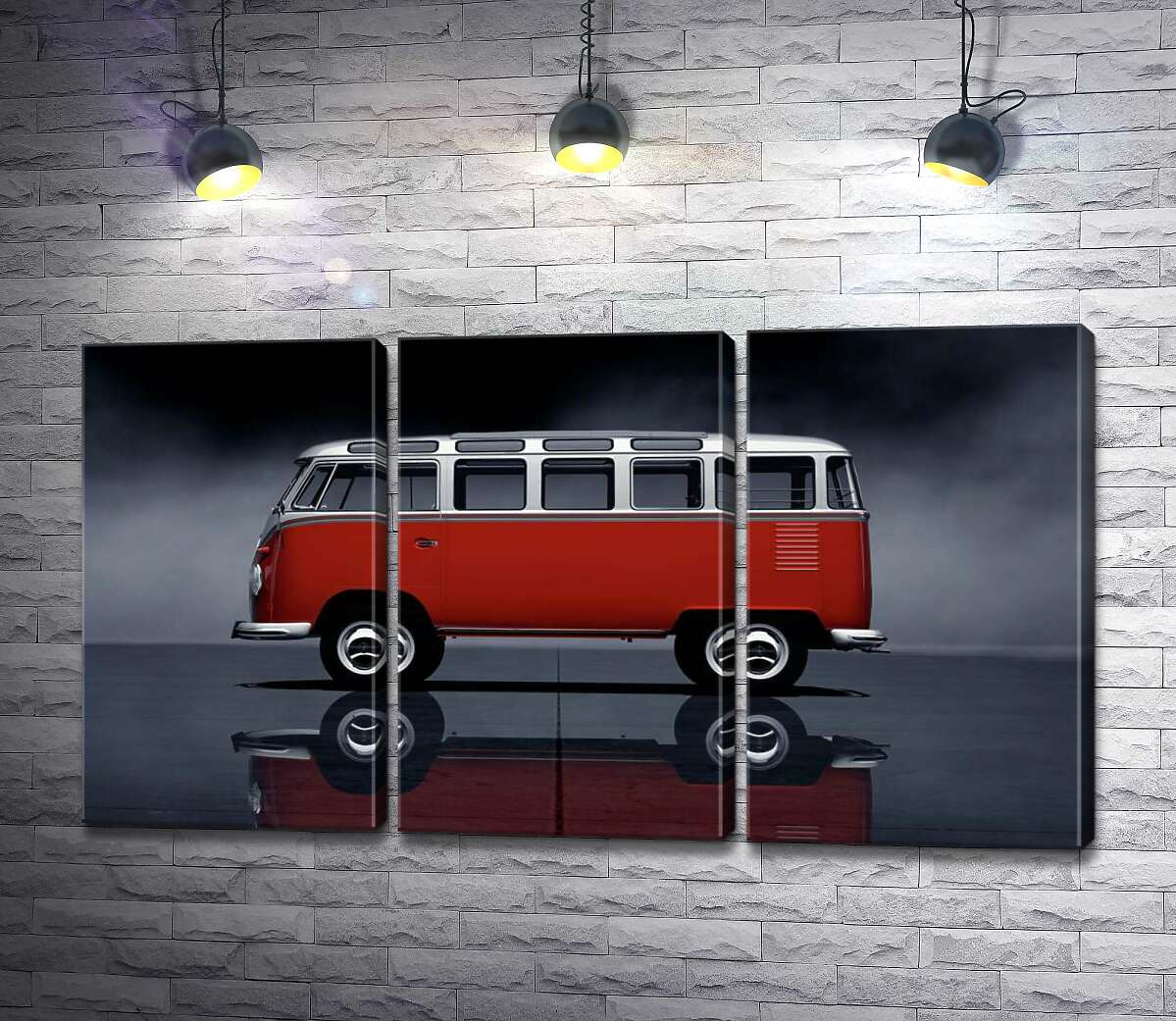 модульная картина Легендарный красно-белый автобус Volkswagen Van Samba (Модуль №2)