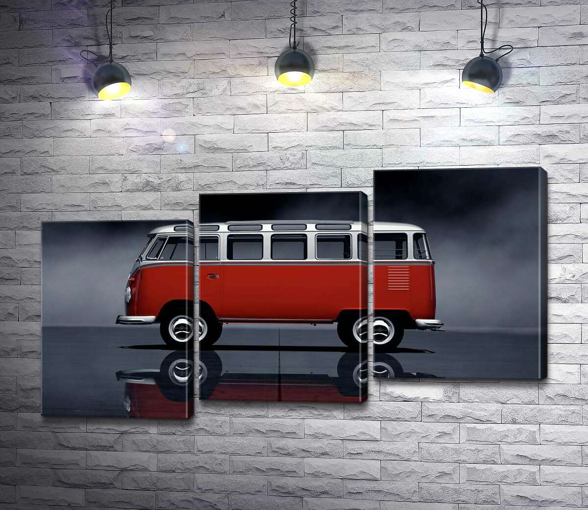 модульная картина Легендарный красно-белый автобус Volkswagen Van Samba (Модуль №14)