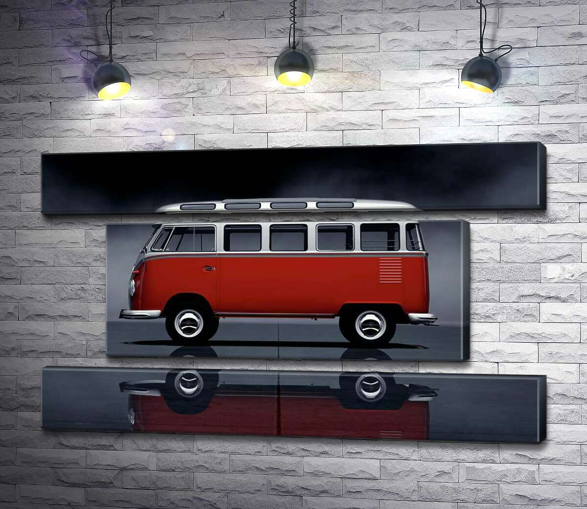 модульная картина Легендарный красно-белый автобус Volkswagen Van Samba (Модуль №18)