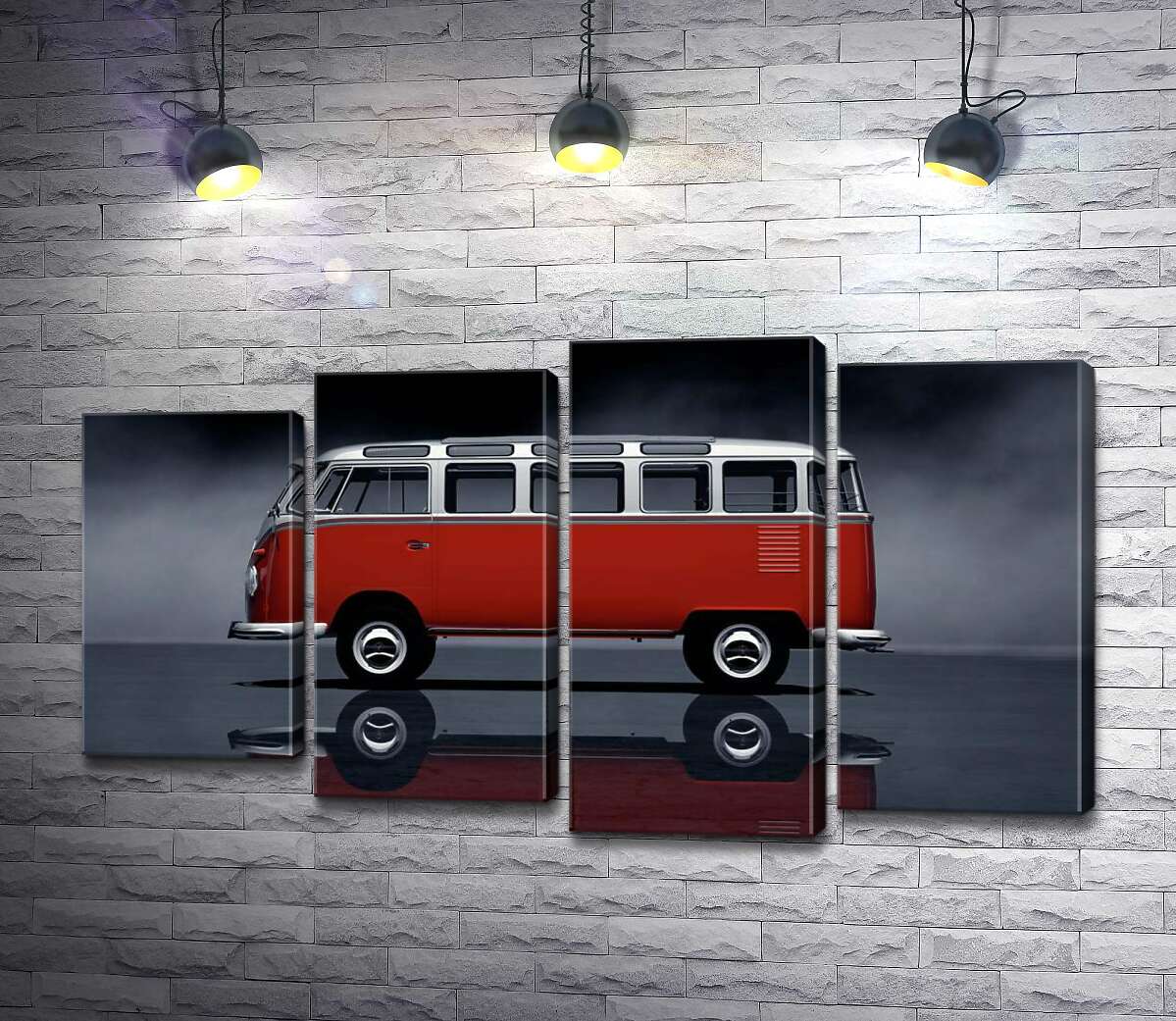 модульна картина Легендарний червоно-білий автобус Volkswagen Van Samba (Модуль №3)