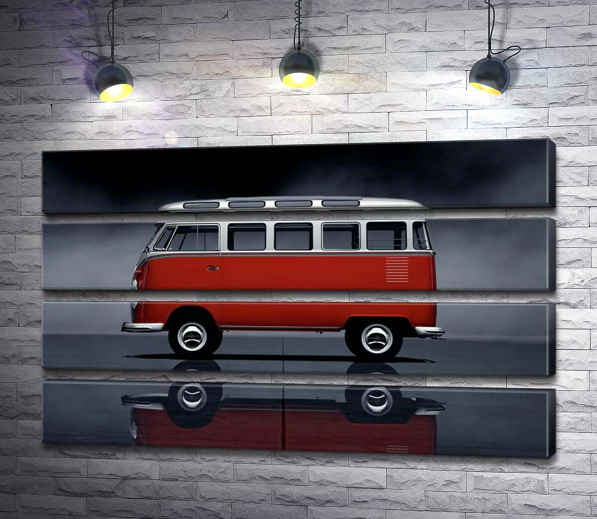 модульная картина Легендарный красно-белый автобус Volkswagen Van Samba (Модуль №22)