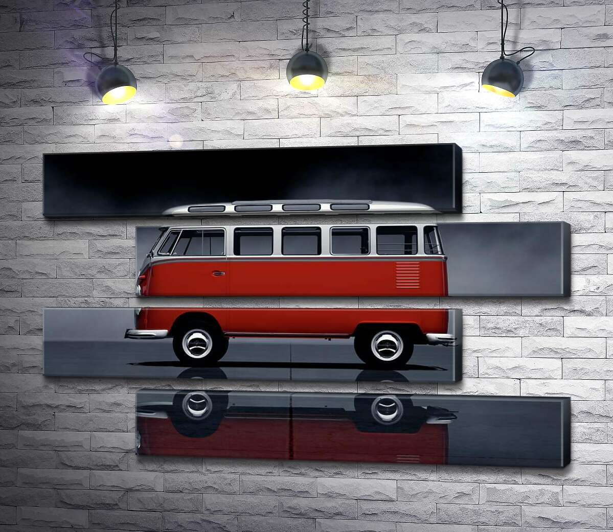 модульна картина Легендарний червоно-білий автобус Volkswagen Van Samba (Модуль №23)