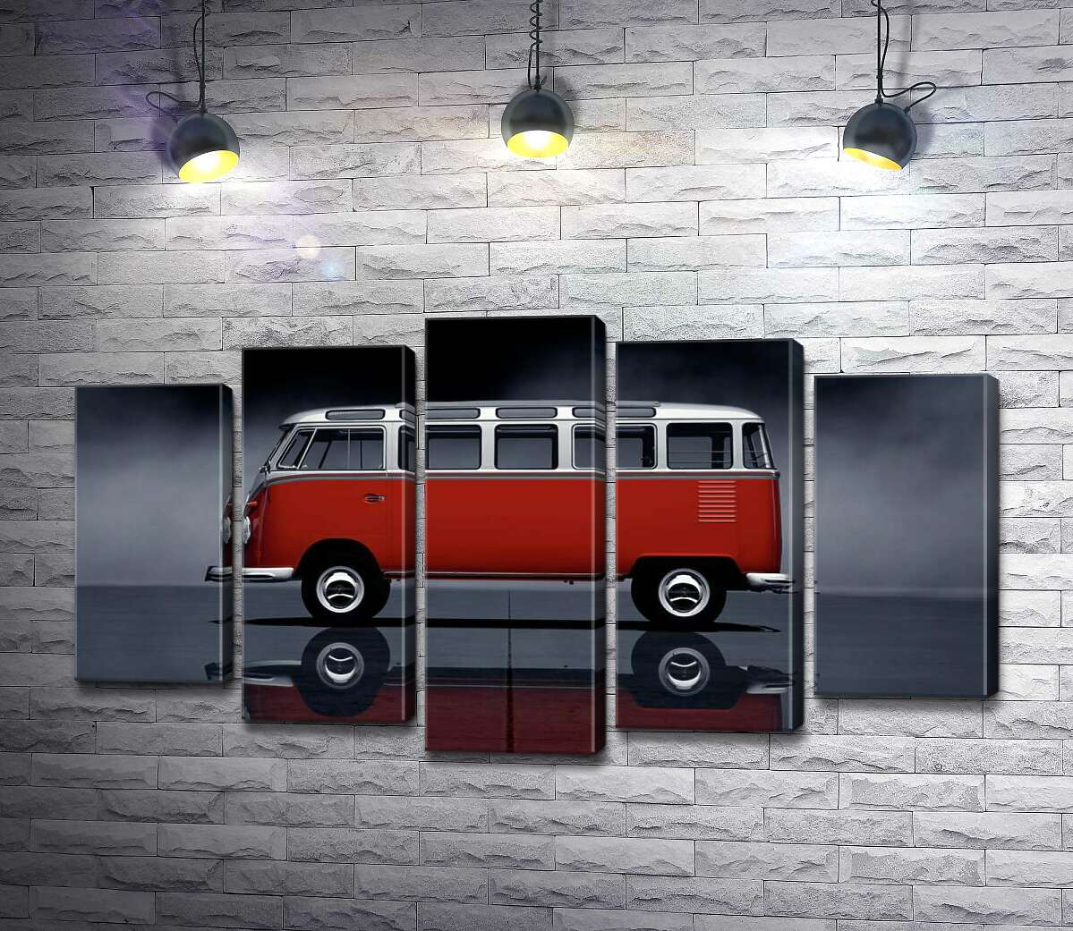 модульна картина Легендарний червоно-білий автобус Volkswagen Van Samba (Модуль №4)