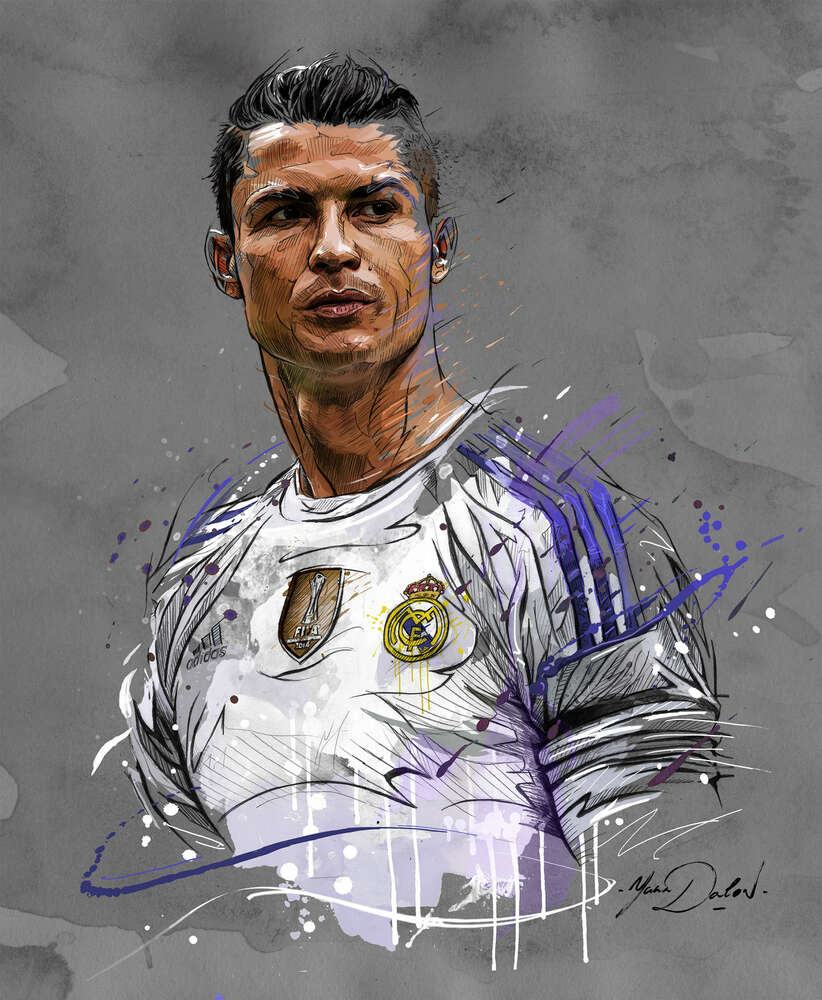 картина-постер Футболист "Реал Мадрида" (Real Madrid) Криштиану Роналду (Cristiano Ronaldo) смотрит вдаль