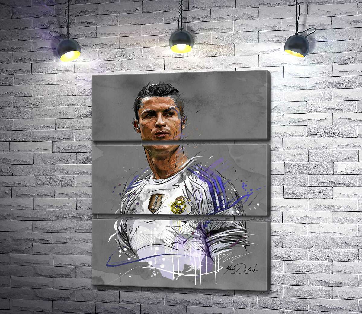 модульна картина Футболіст "Реал Мадриду" (Real Madrid) Кріштіану Роналду (Cristiano Ronaldo) дивиться у даль (Модуль №15)