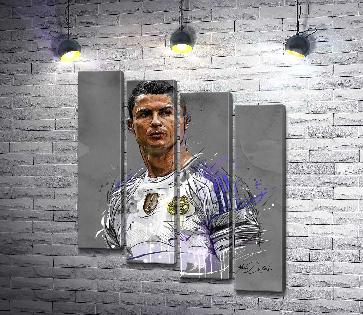 модульна картина Футболіст "Реал Мадриду" (Real Madrid) Кріштіану Роналду (Cristiano Ronaldo) дивиться у даль (Модуль №19)