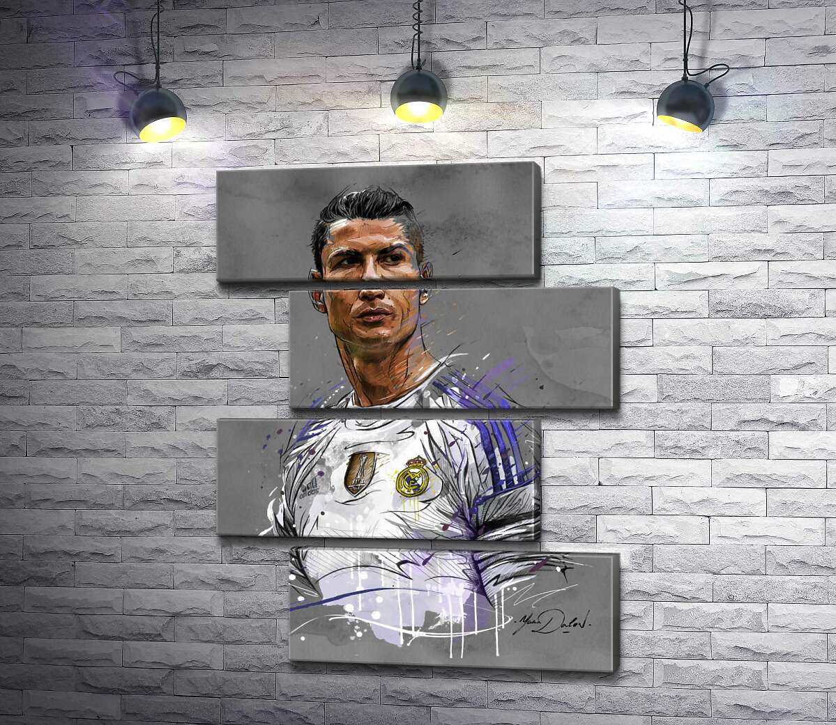 модульна картина Футболіст "Реал Мадриду" (Real Madrid) Кріштіану Роналду (Cristiano Ronaldo) дивиться у даль (Модуль №23)