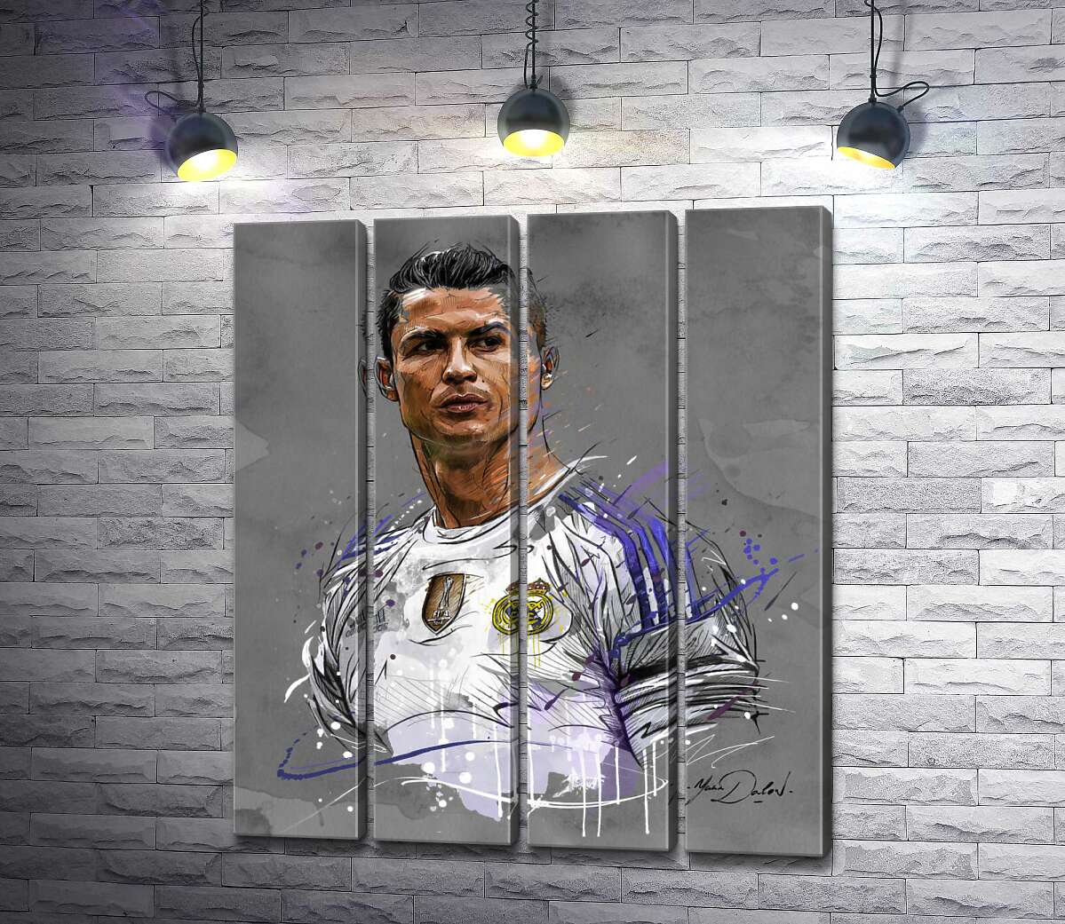 модульная картина Футболист "Реал Мадрида" (Real Madrid) Криштиану Роналду (Cristiano Ronaldo) смотрит вдаль (Модуль №24)