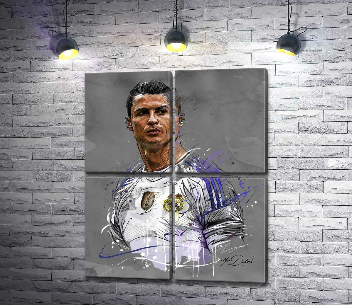 модульна картина Футболіст "Реал Мадриду" (Real Madrid) Кріштіану Роналду (Cristiano Ronaldo) дивиться у даль (Модуль №25)