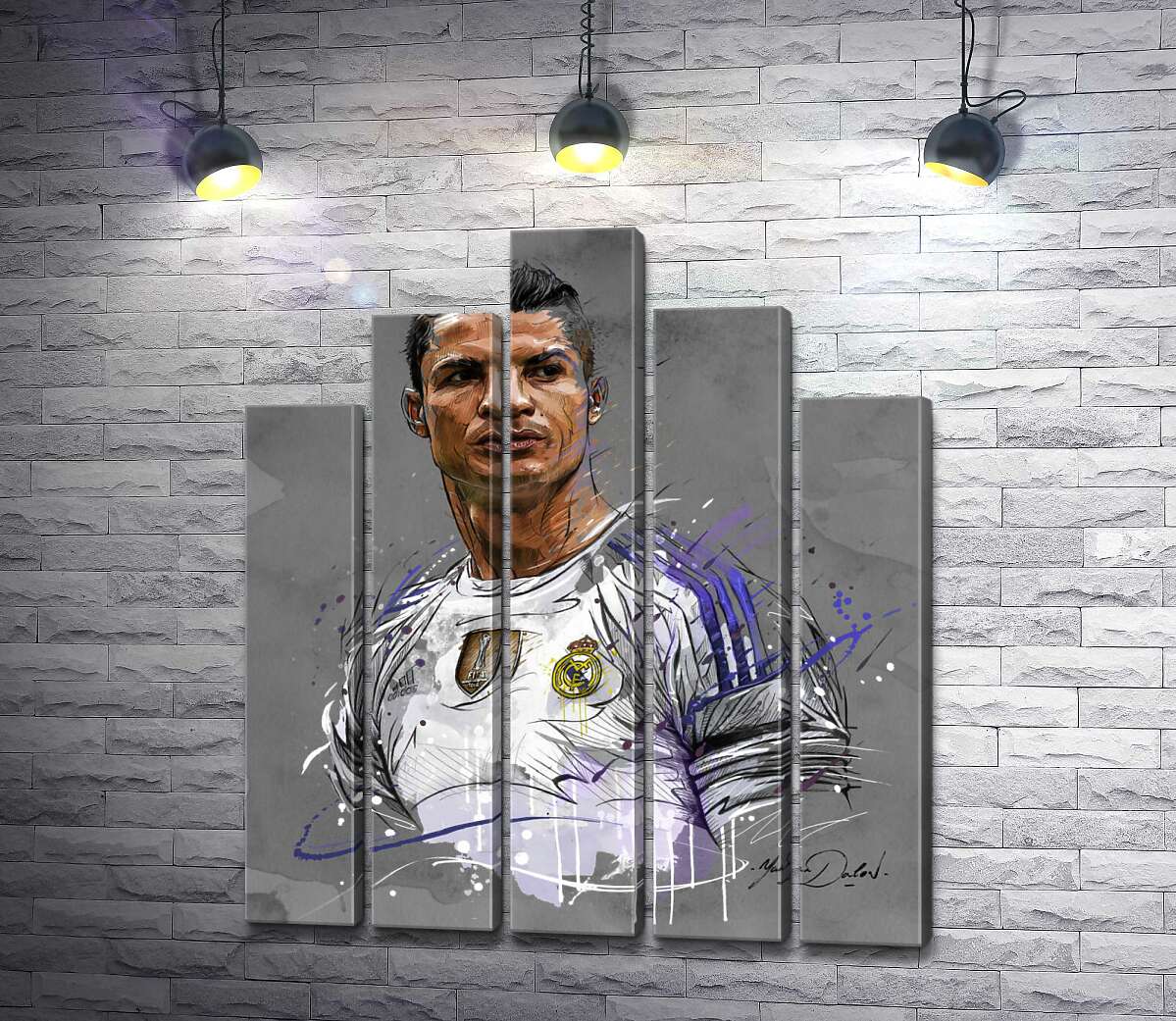 модульная картина Футболист "Реал Мадрида" (Real Madrid) Криштиану Роналду (Cristiano Ronaldo) смотрит вдаль (Модуль №29)