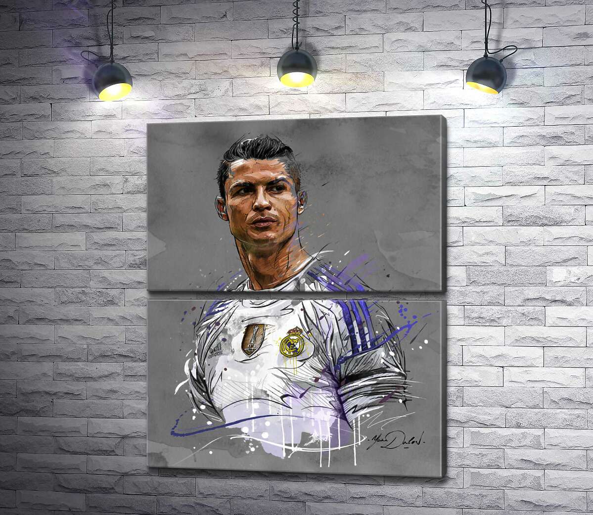 модульна картина Футболіст "Реал Мадриду" (Real Madrid) Кріштіану Роналду (Cristiano Ronaldo) дивиться у даль (Модуль №7)
