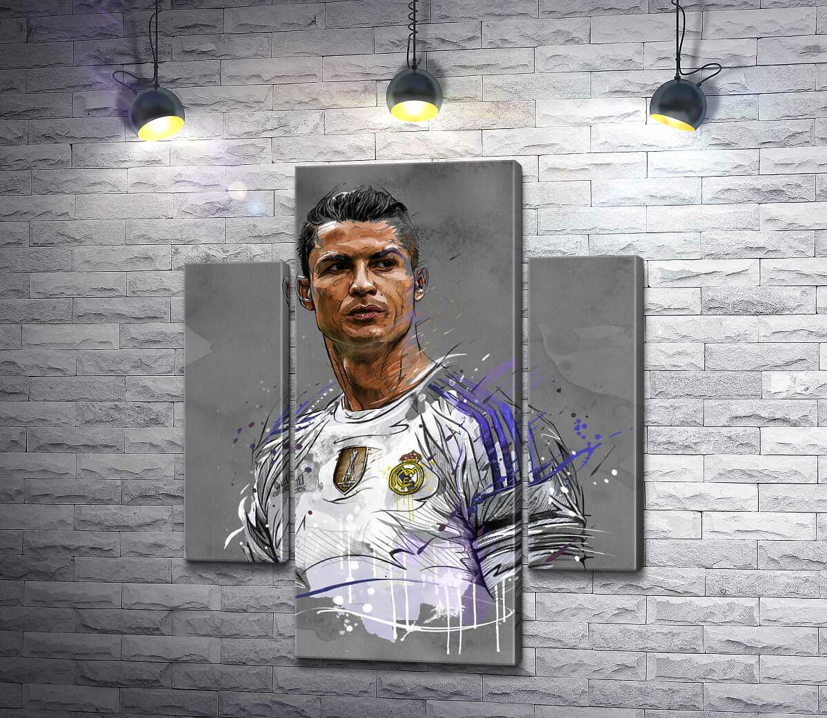 модульна картина Футболіст "Реал Мадриду" (Real Madrid) Кріштіану Роналду (Cristiano Ronaldo) дивиться у даль (Модуль №5)