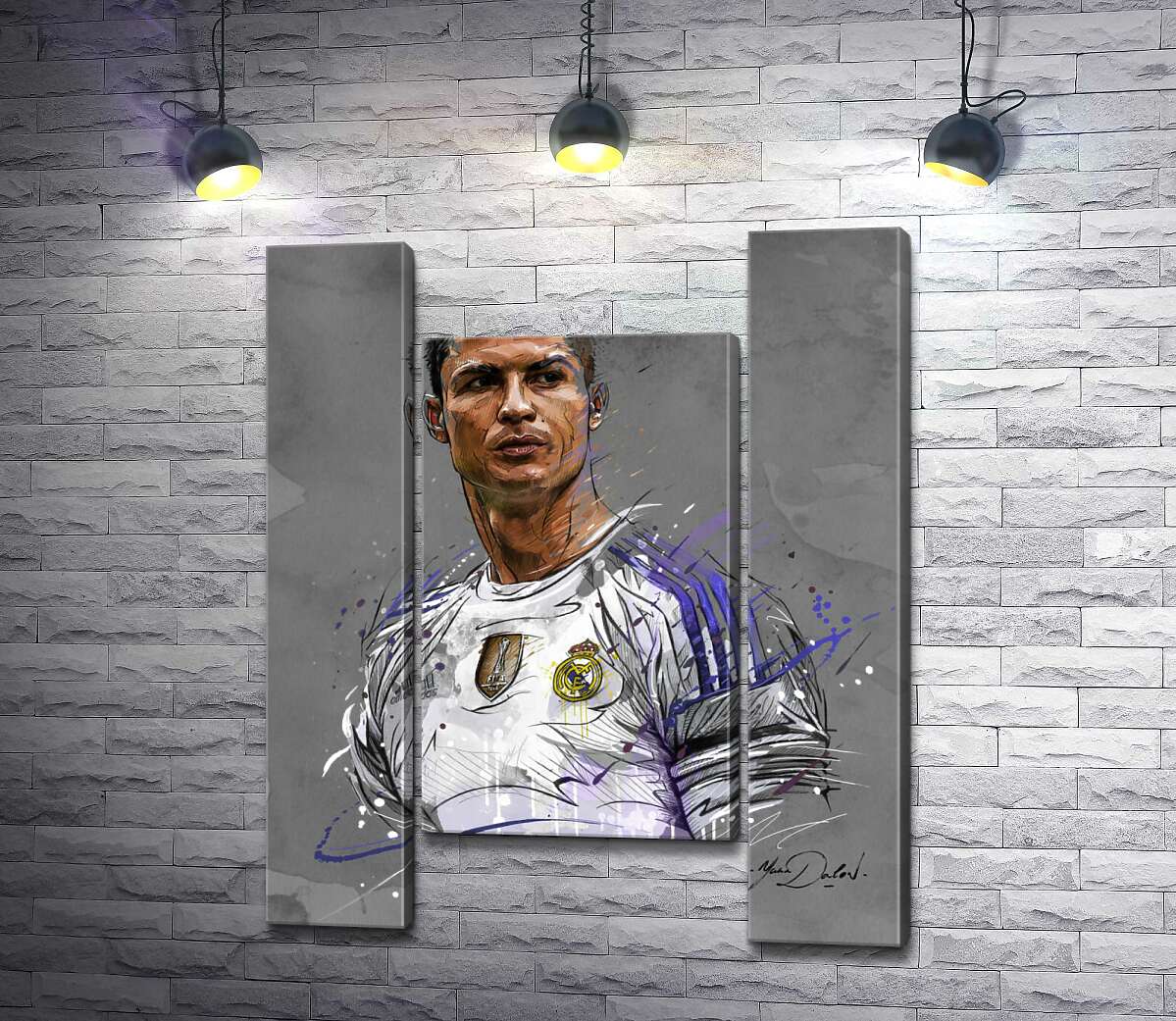 модульна картина Футболіст "Реал Мадриду" (Real Madrid) Кріштіану Роналду (Cristiano Ronaldo) дивиться у даль (Модуль №11)