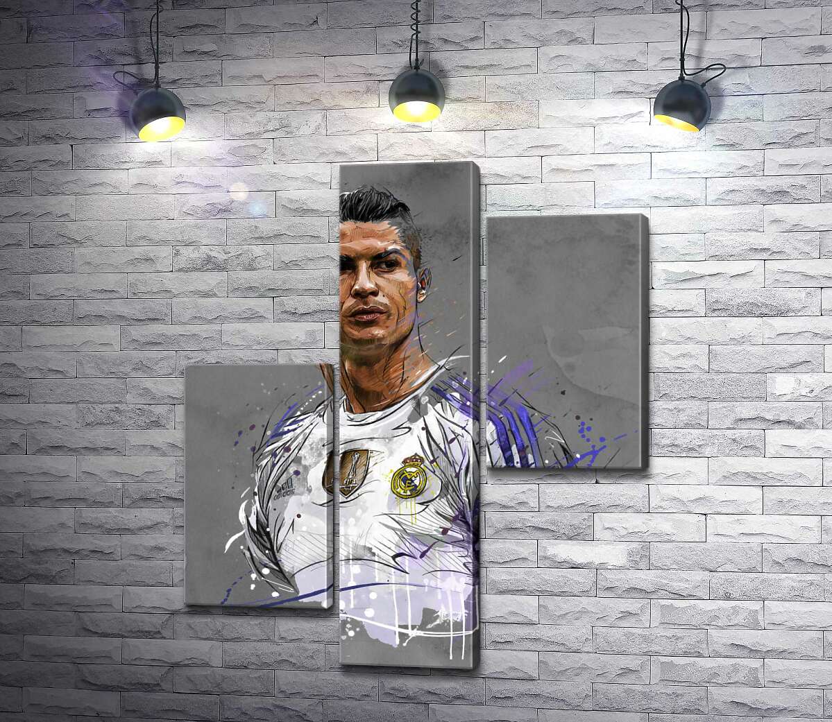 модульная картина Футболист "Реал Мадрида" (Real Madrid) Криштиану Роналду (Cristiano Ronaldo) смотрит вдаль (Модуль №12)
