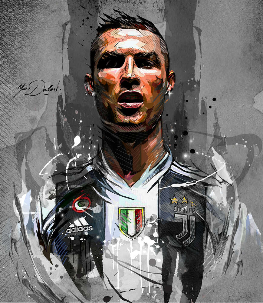 картина-постер Легендарный футболист Криштиану Роналду (Cristiano Ronaldo) в азарте игры