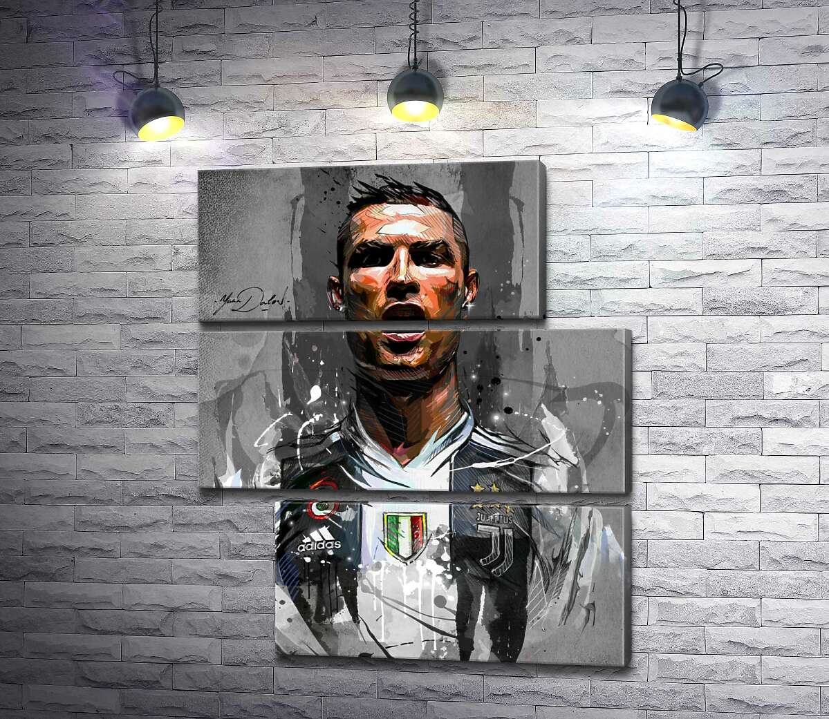 модульная картина Легендарный футболист Криштиану Роналду (Cristiano Ronaldo) в азарте игры (Модуль №16)