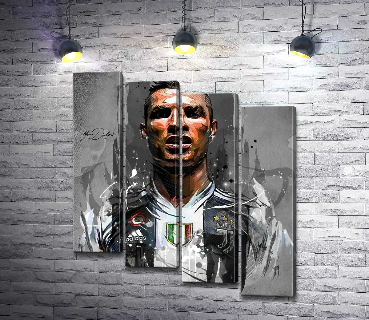 модульная картина Легендарный футболист Криштиану Роналду (Cristiano Ronaldo) в азарте игры (Модуль №19)