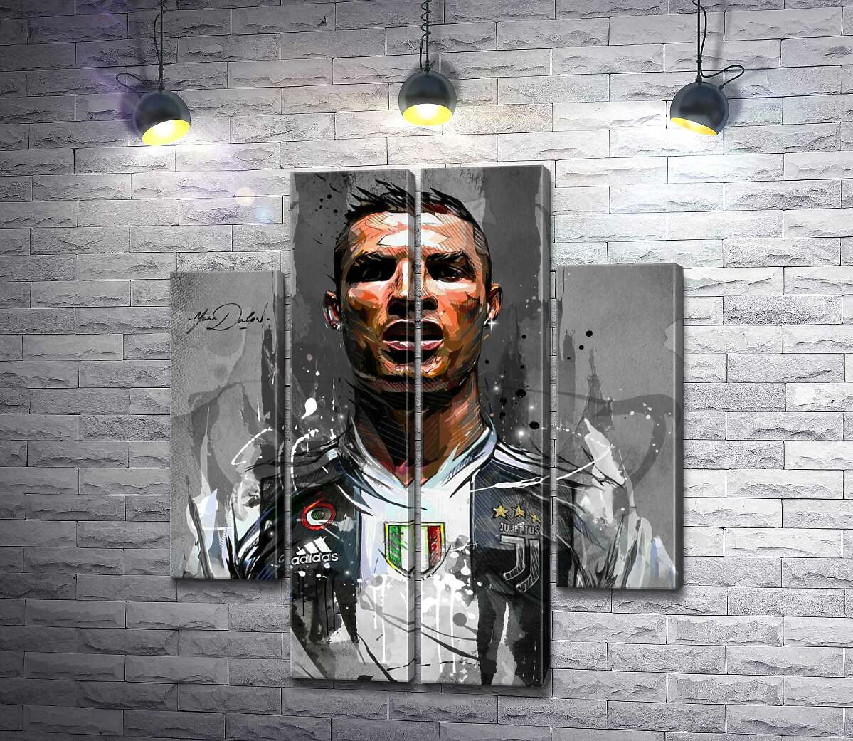 модульна картина Легендарний футболіст Кріштіану Роналду (Cristiano Ronaldo) в азарті гри (Модуль №20)