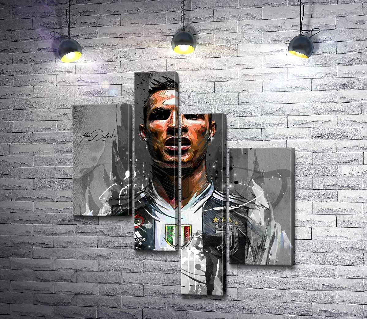 модульная картина Легендарный футболист Криштиану Роналду (Cristiano Ronaldo) в азарте игры (Модуль №21)