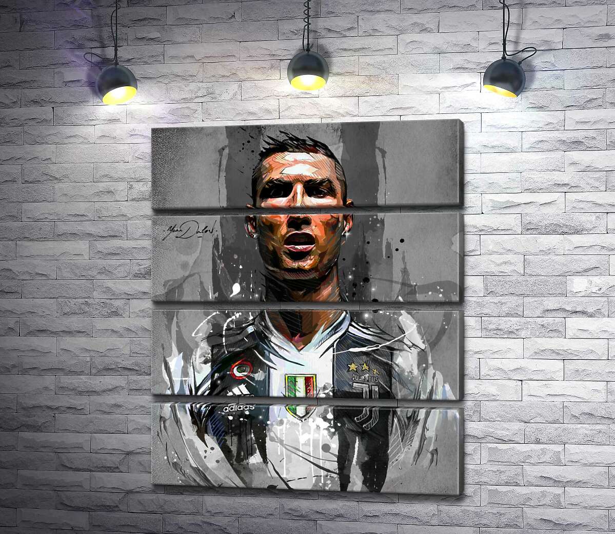модульная картина Легендарный футболист Криштиану Роналду (Cristiano Ronaldo) в азарте игры (Модуль №22)