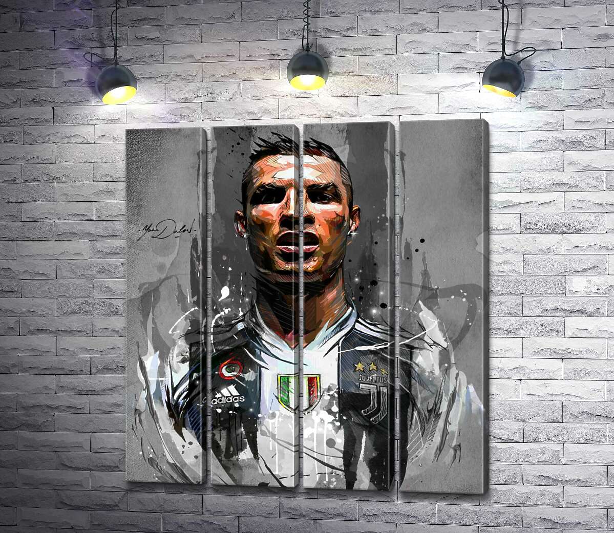 модульная картина Легендарный футболист Криштиану Роналду (Cristiano Ronaldo) в азарте игры (Модуль №24)