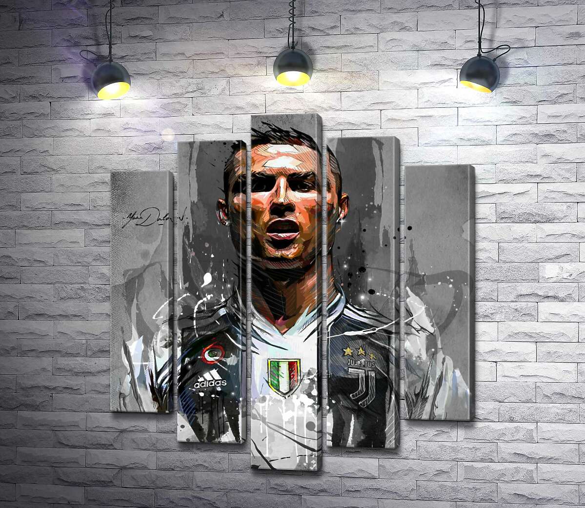 модульная картина Легендарный футболист Криштиану Роналду (Cristiano Ronaldo) в азарте игры (Модуль №4)
