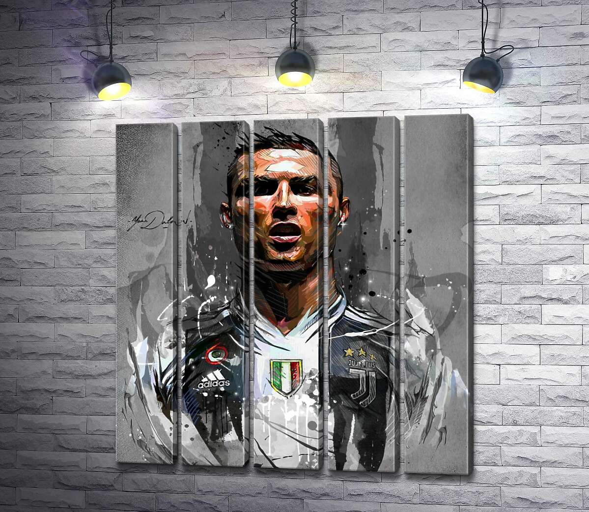 модульная картина Легендарный футболист Криштиану Роналду (Cristiano Ronaldo) в азарте игры (Модуль №26)