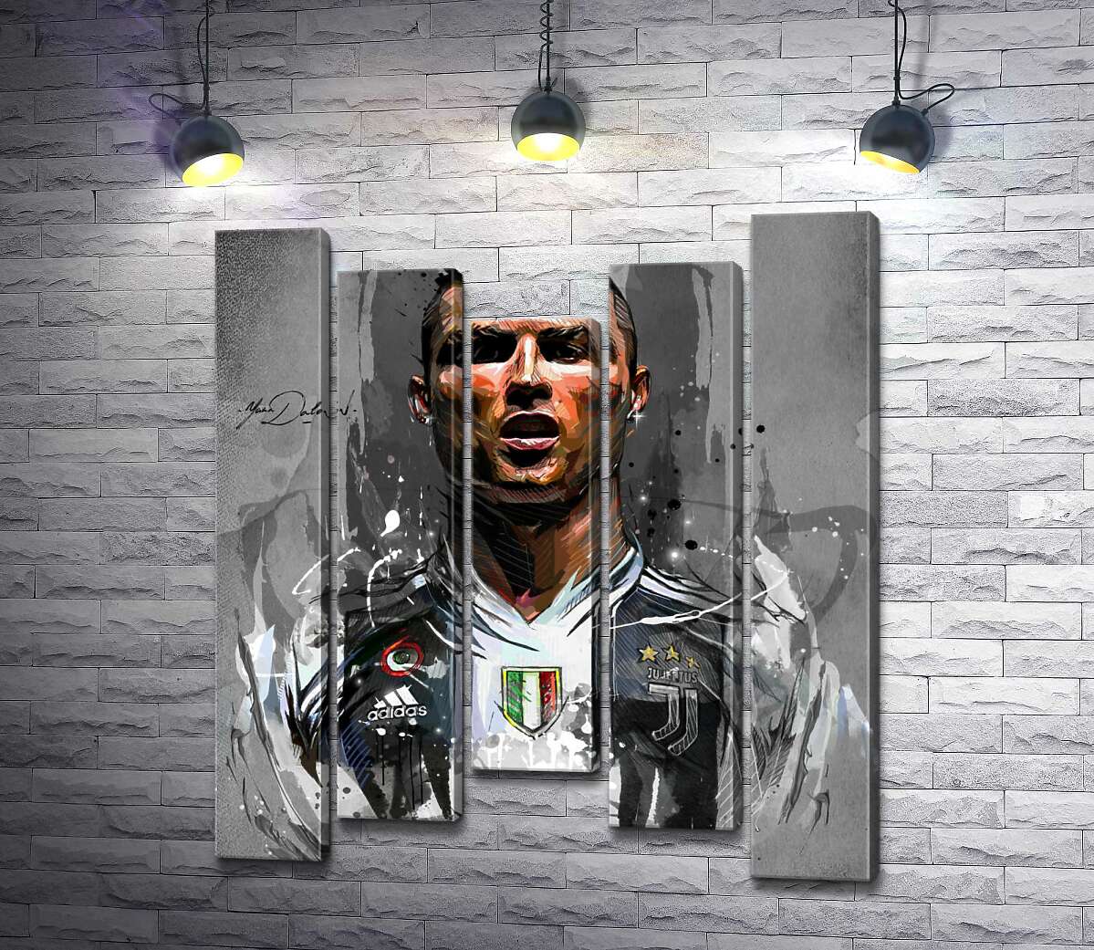 модульная картина Легендарный футболист Криштиану Роналду (Cristiano Ronaldo) в азарте игры (Модуль №27)