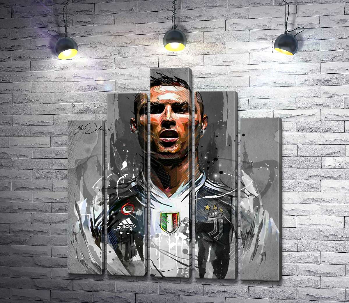 модульная картина Легендарный футболист Криштиану Роналду (Cristiano Ronaldo) в азарте игры (Модуль №29)
