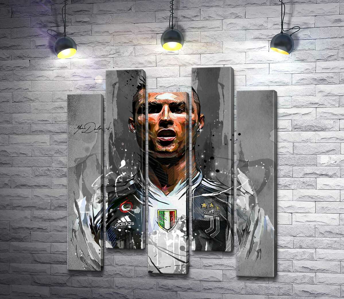 модульная картина Легендарный футболист Криштиану Роналду (Cristiano Ronaldo) в азарте игры (Модуль №30)