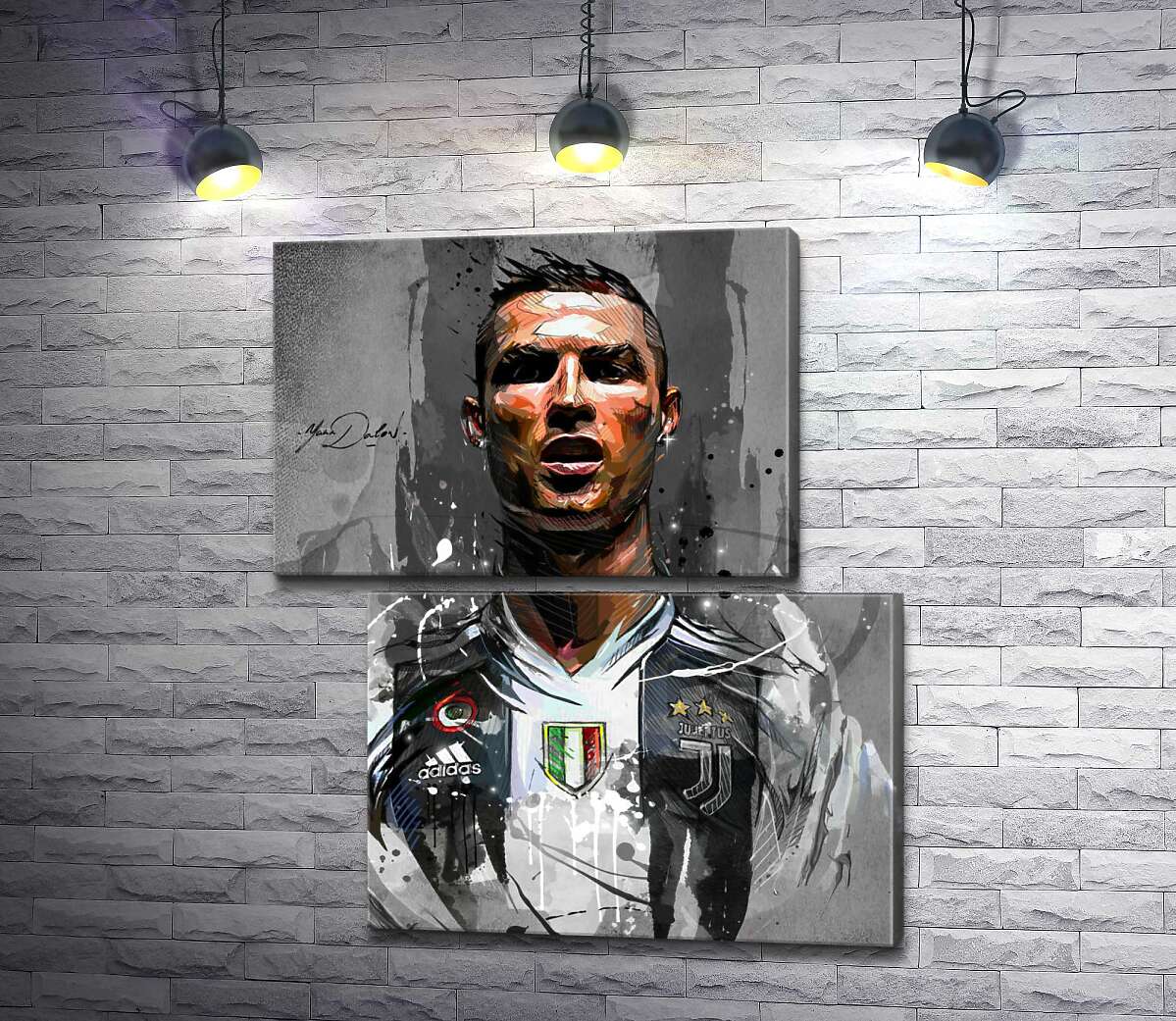 модульная картина Легендарный футболист Криштиану Роналду (Cristiano Ronaldo) в азарте игры (Модуль №8)