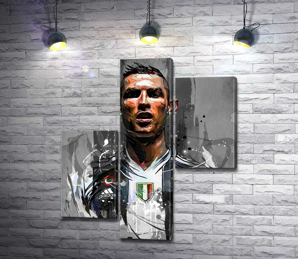 модульна картина Легендарний футболіст Кріштіану Роналду (Cristiano Ronaldo) в азарті гри (Модуль №12)