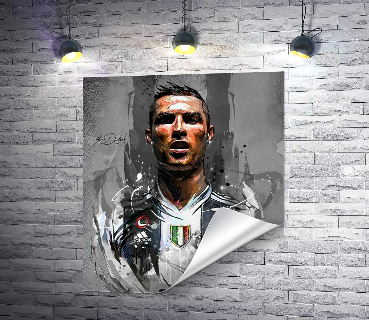 печать Легендарный футболист Криштиану Роналду (Cristiano Ronaldo) в азарте игры