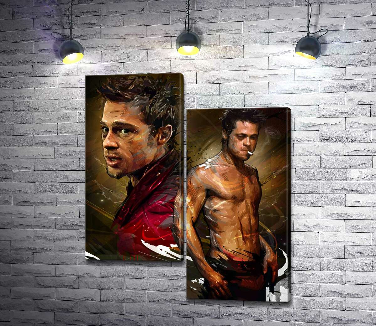модульна картина Актор Бред Пітт (Brad Pitt) у головній ролі фільму "Бійцівський клуб" (Fight club) (Модуль №9)