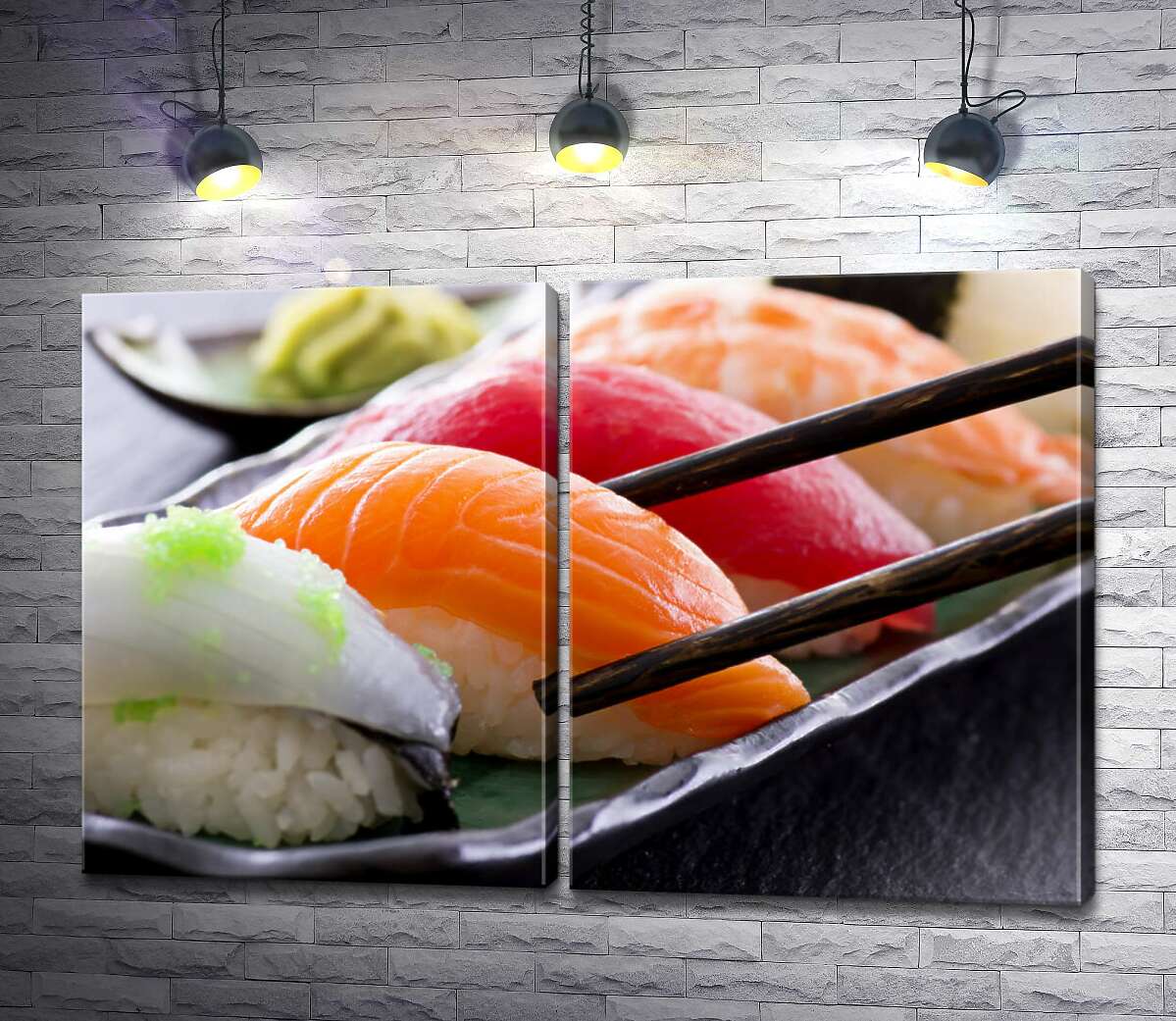 модульная картина Разнообразие японских суши нигири