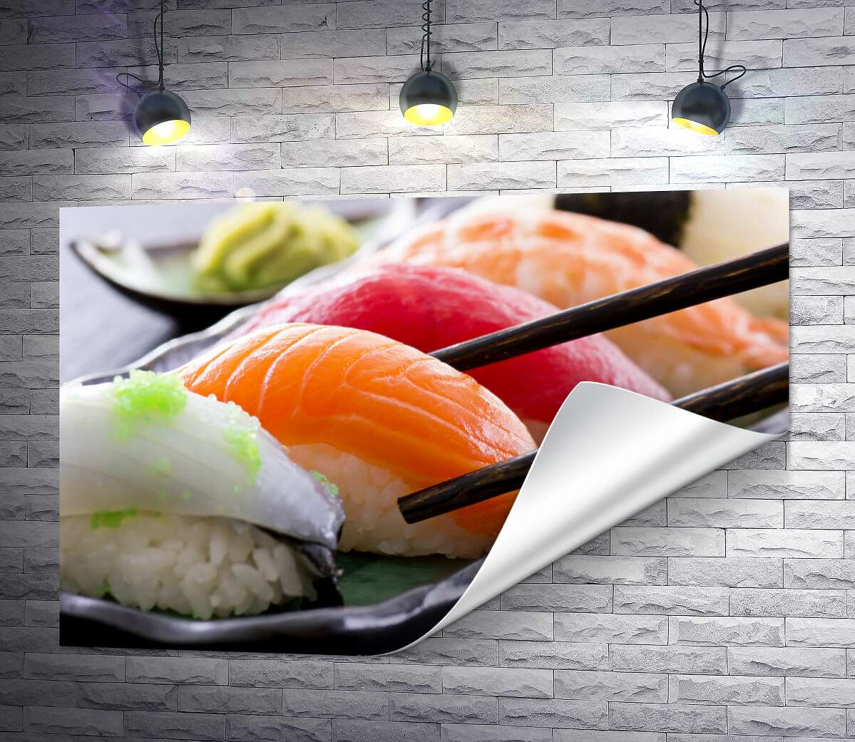 печать Разнообразие японских суши нигири