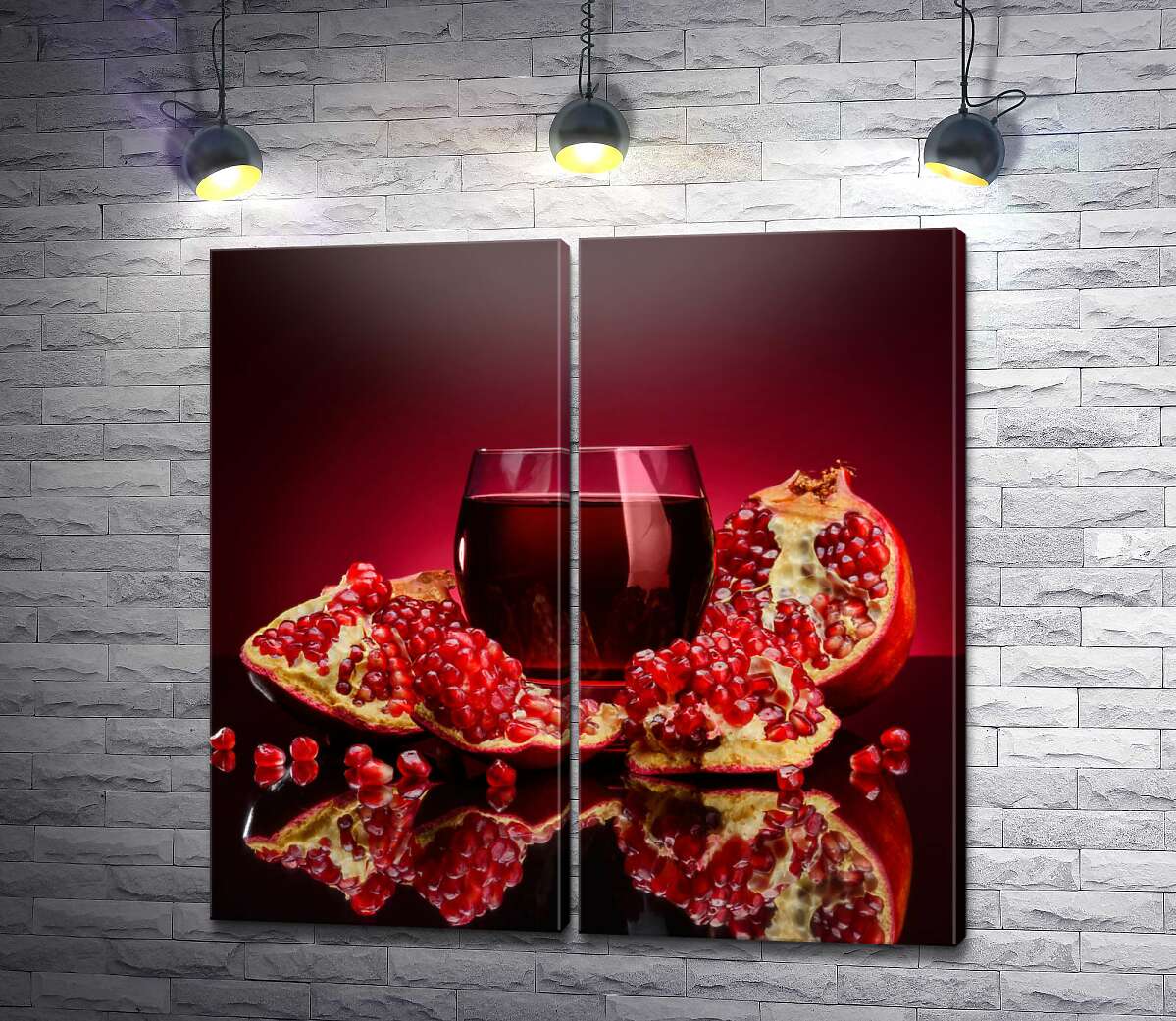 модульна картина Багатство червоного у плодах та соку гранату